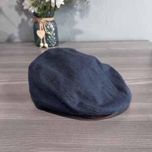 Circa 1921 Dorfman Hat Co Navy Herringbone Wool Blend Flat Cap Ivy Hat MW232 S/M